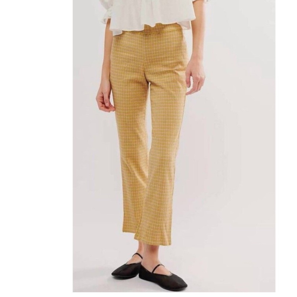 Free People Gingham Cropped Pull-on Pant (XS)